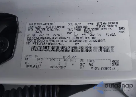 2015 Ford F-150 Lariat из США, поврежденный, VIN 1FTEW1EF1FKE27532